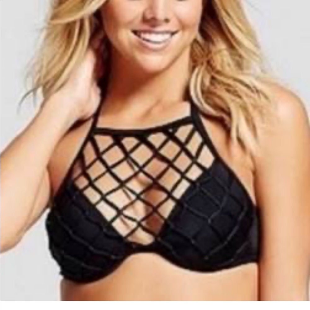Black Pushup Netted Bikini Top
